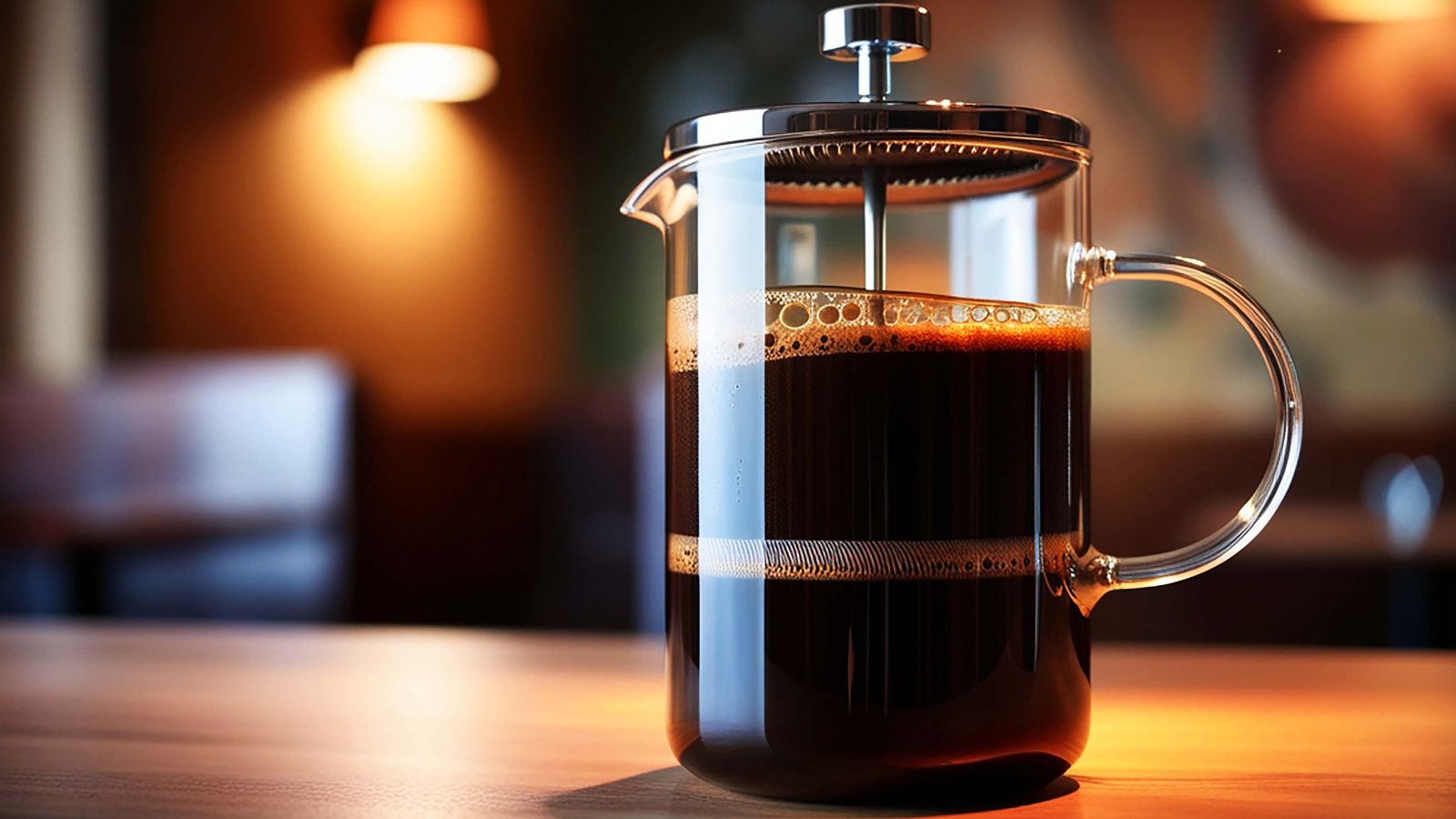 French press coffee setup for beginners on a kitchen counter